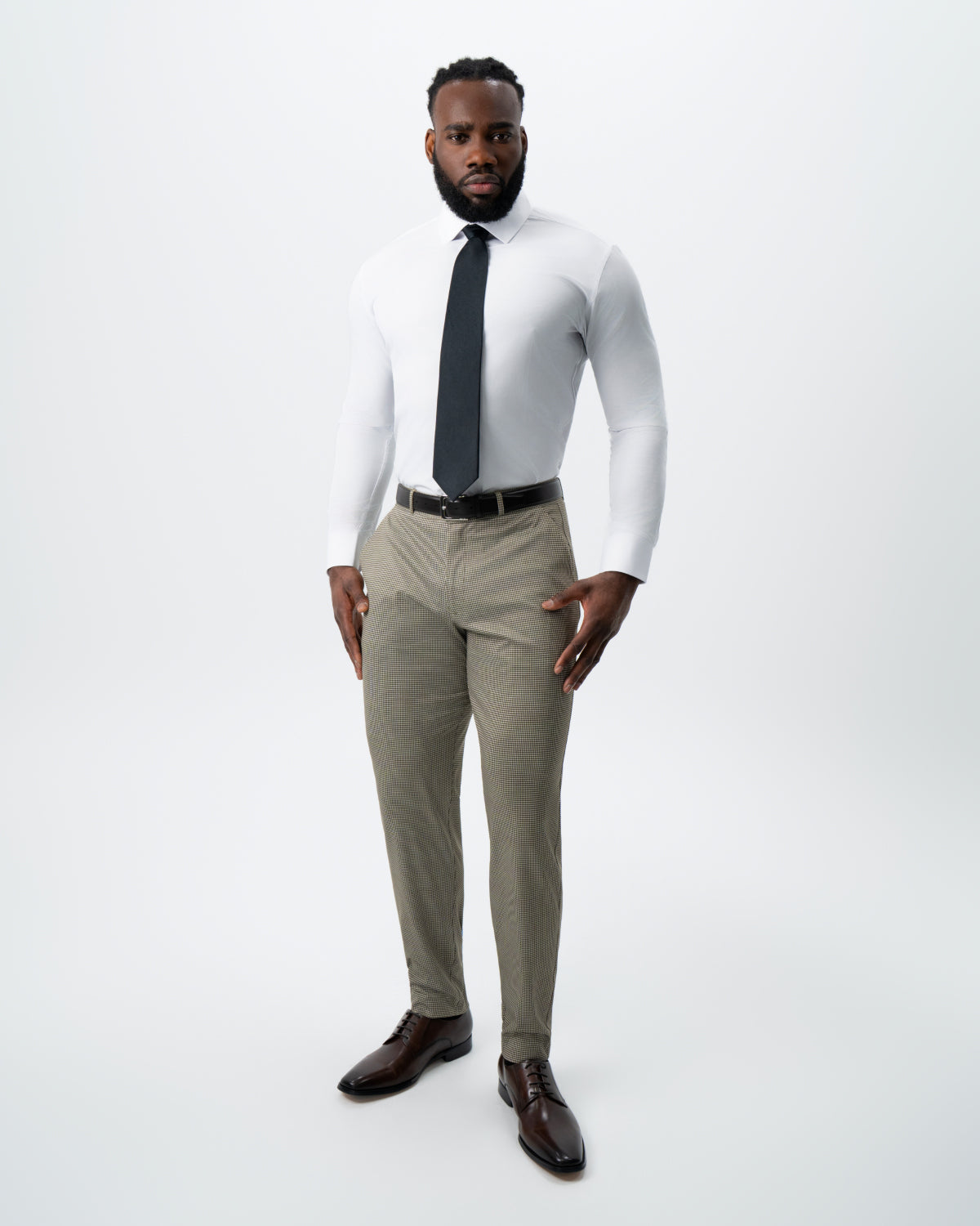 State & Liberty - Athletic Fit Stretch Suit - Olive Houndstooth