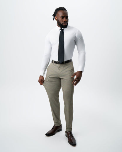 State & Liberty - Athletic Fit Stretch Suit - Olive Houndstooth