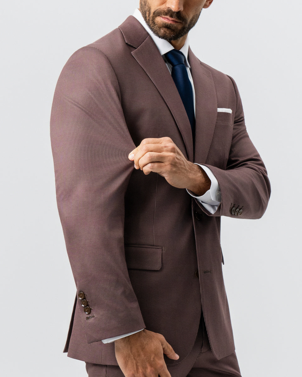 State & Liberty - Athletic Fit Stretch Suit - Brick Houndstooth