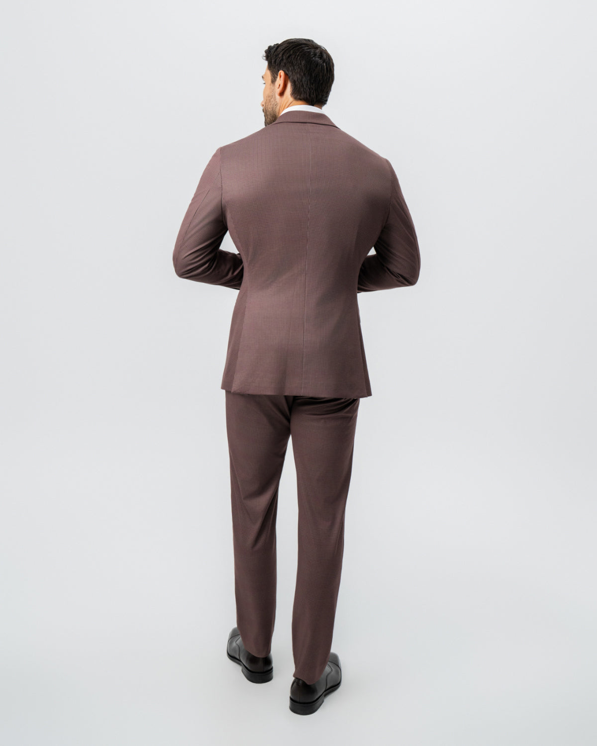 State & Liberty - Athletic Fit Stretch Suit - Brick Houndstooth