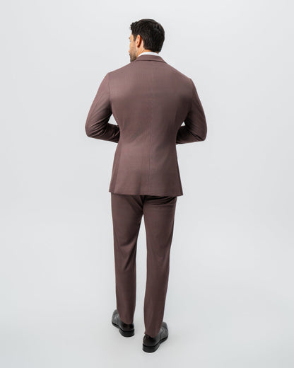 State & Liberty - Athletic Fit Stretch Suit - Brick Houndstooth
