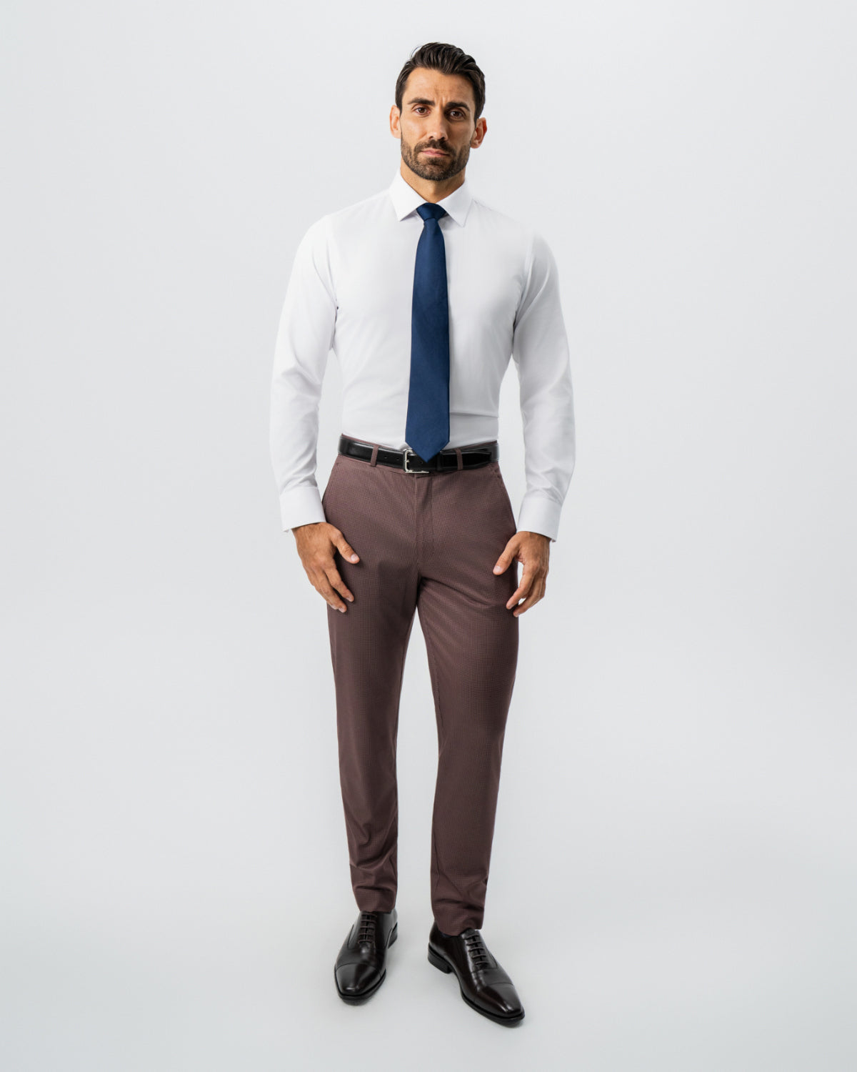 State & Liberty - Athletic Fit Stretch Suit - Brick Houndstooth