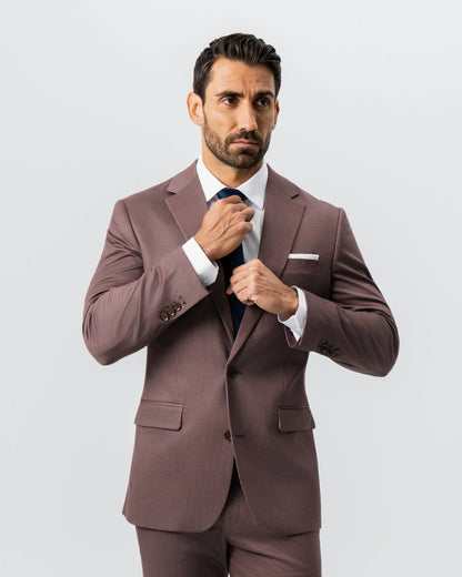 State & Liberty - Athletic Fit Stretch Suit - Brick Houndstooth