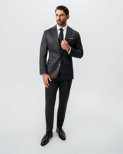 State & Liberty - Athletic Fit Stretch Suit - Black and White Chalk Pinstripe