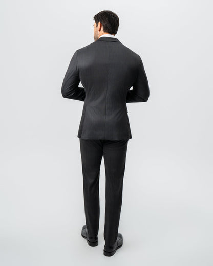 State & Liberty - Athletic Fit Stretch Suit - Black and White Chalk Pinstripe