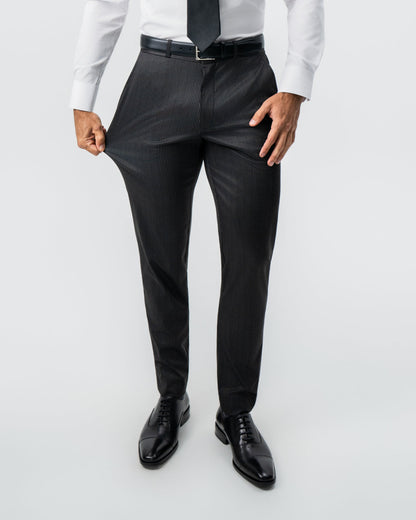 State & Liberty - Athletic Fit Stretch Suit - Black and White Chalk Pinstripe
