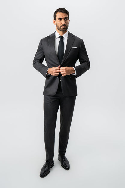 State & Liberty - Athletic Fit Stretch Suit - Black and White Chalk Pinstripe
