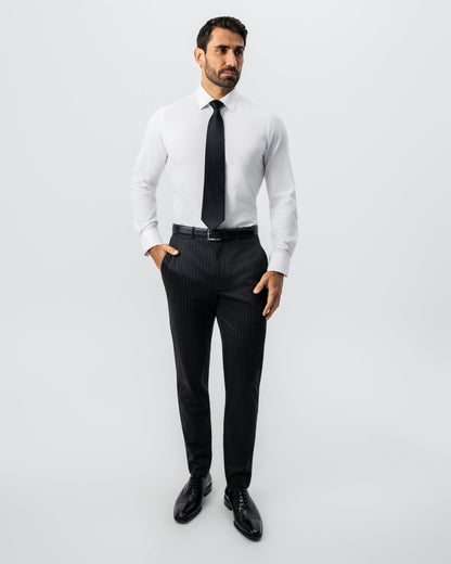 State & Liberty - Athletic Fit Stretch Suit - Charcoal with Light Grey Stripe