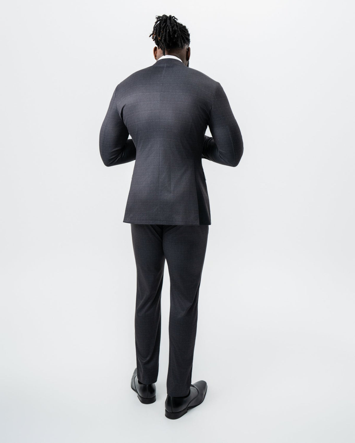 State & Liberty - Athletic Fit Stretch Suit - Black and Charcoal Plaid