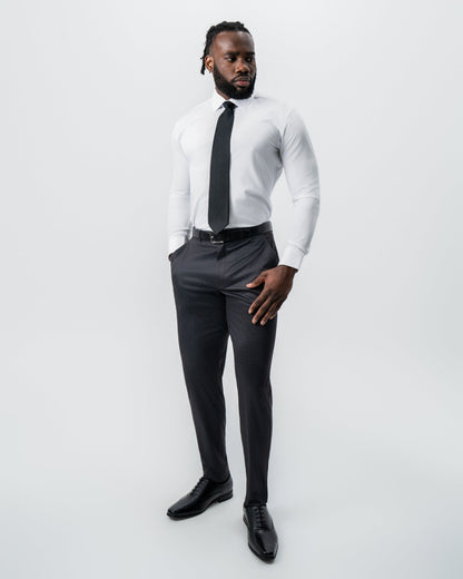 State & Liberty - Athletic Fit Stretch Suit - Black and Charcoal Plaid