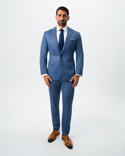 State & Liberty - Athletic Fit Stretch Suit - Steel Blue Houndstooth