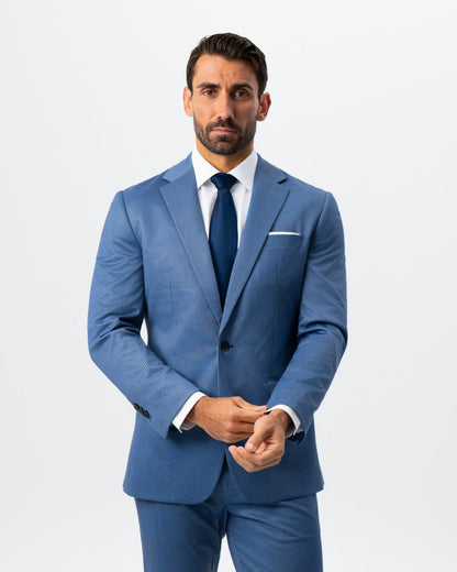 State & Liberty - Athletic Fit Stretch Suit - Steel Blue Houndstooth