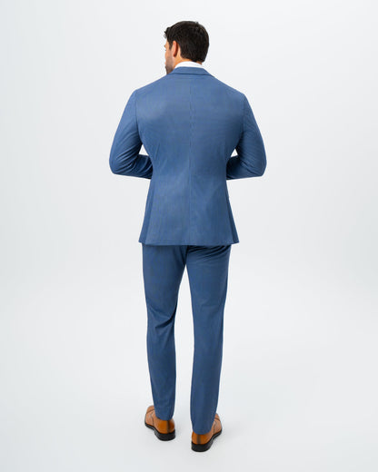 State & Liberty - Athletic Fit Stretch Suit - Steel Blue Houndstooth