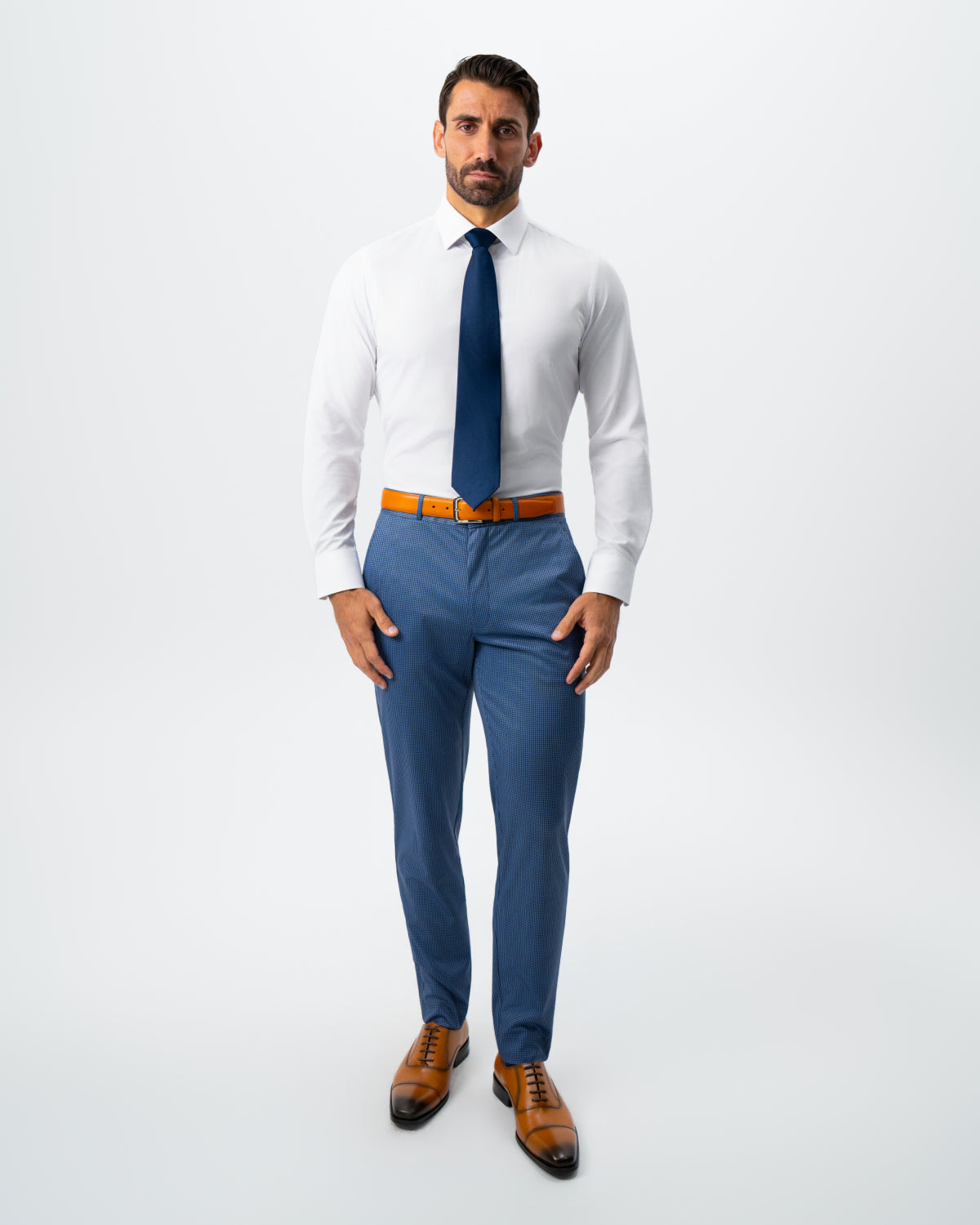 State & Liberty - Athletic Fit Stretch Suit - Steel Blue Houndstooth