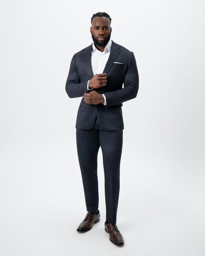 State & Liberty - Athletic Fit Stretch Suit - Maroon, Navy, and Black Mini Check