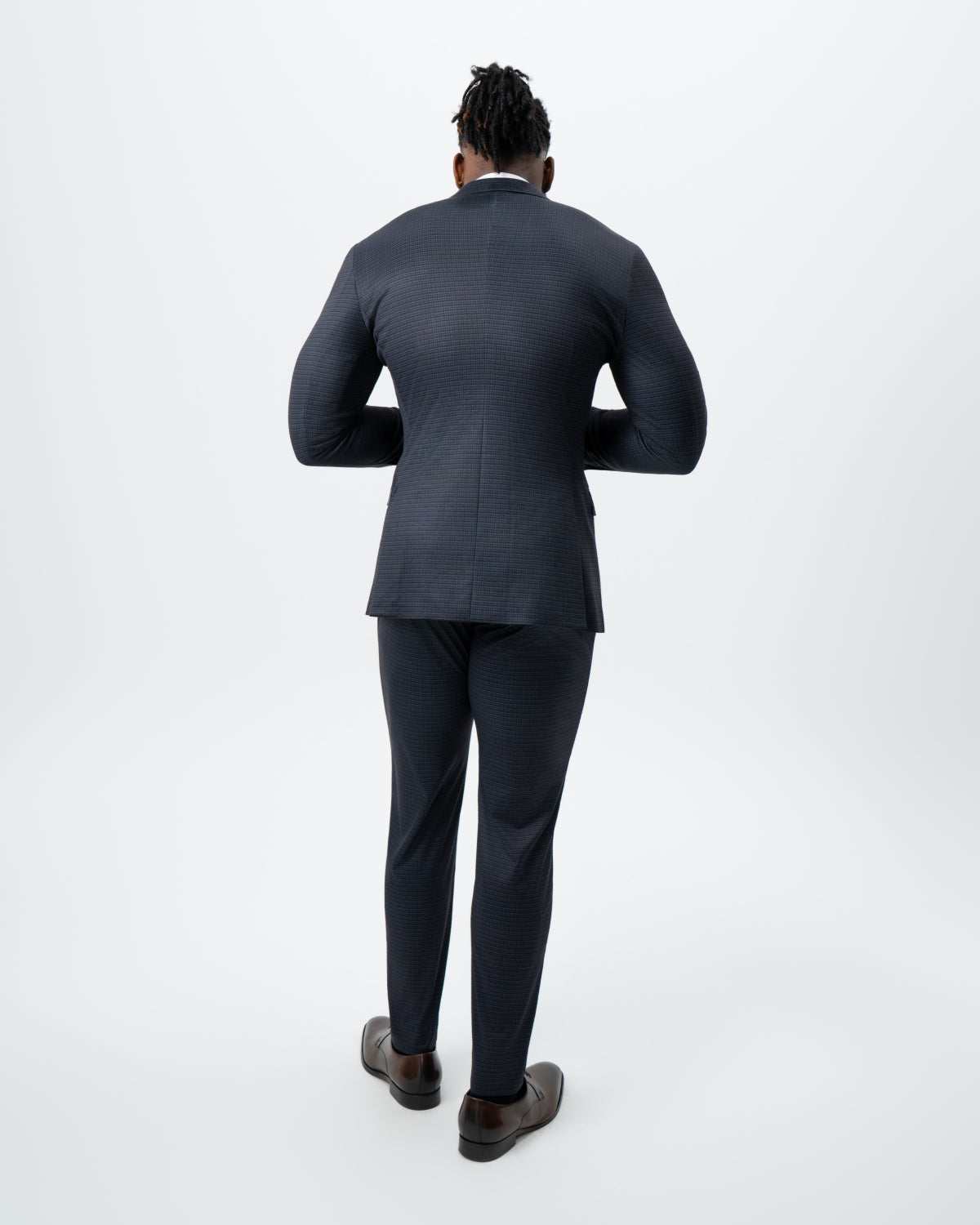 State & Liberty - Athletic Fit Stretch Suit - Maroon, Navy, and Black Mini Check