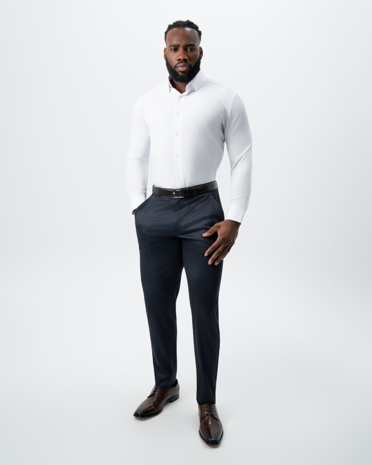State & Liberty - Athletic Fit Stretch Suit - Maroon, Navy, and Black Mini Check