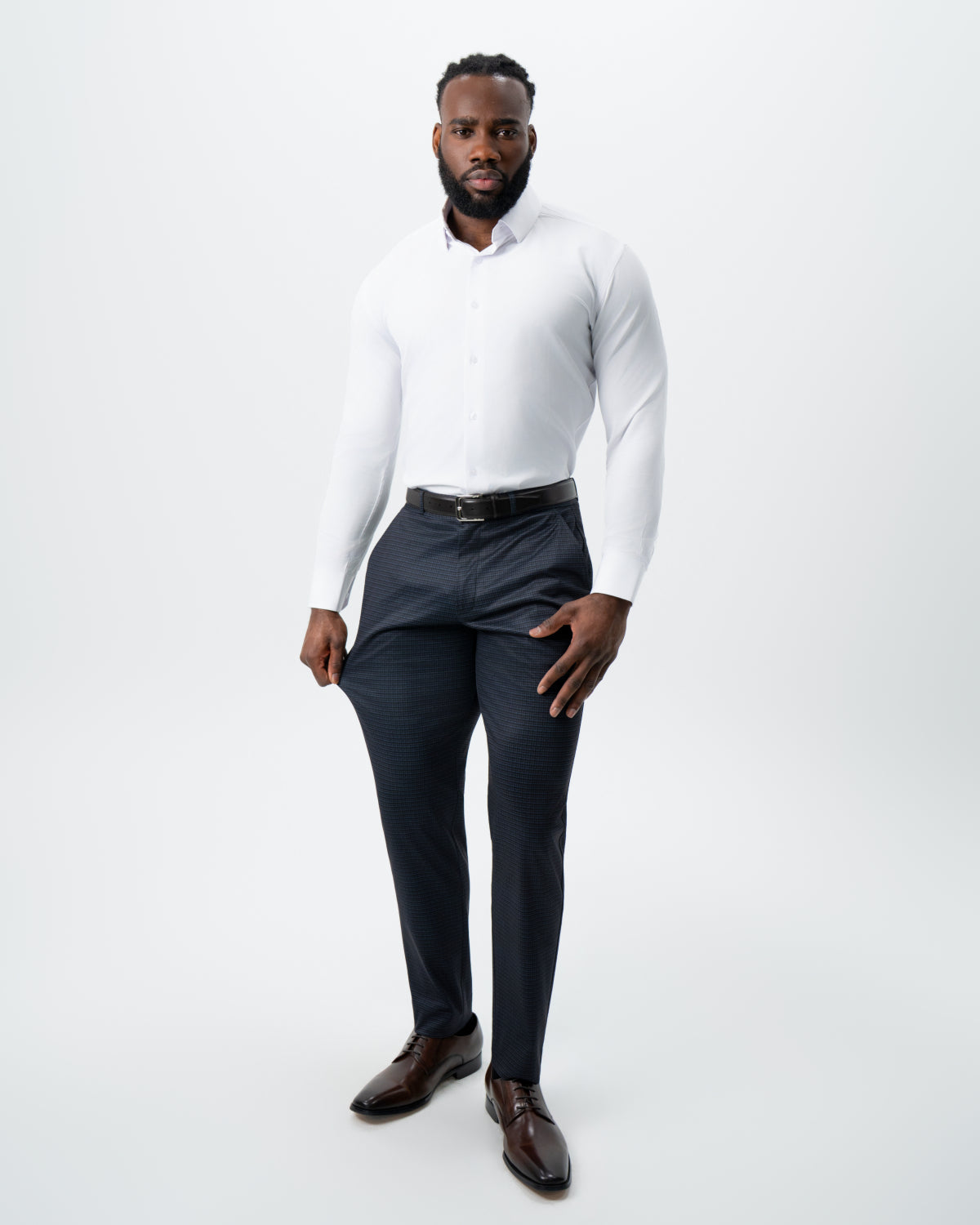 State & Liberty - Athletic Fit Stretch Suit - Maroon, Navy, and Black Mini Check