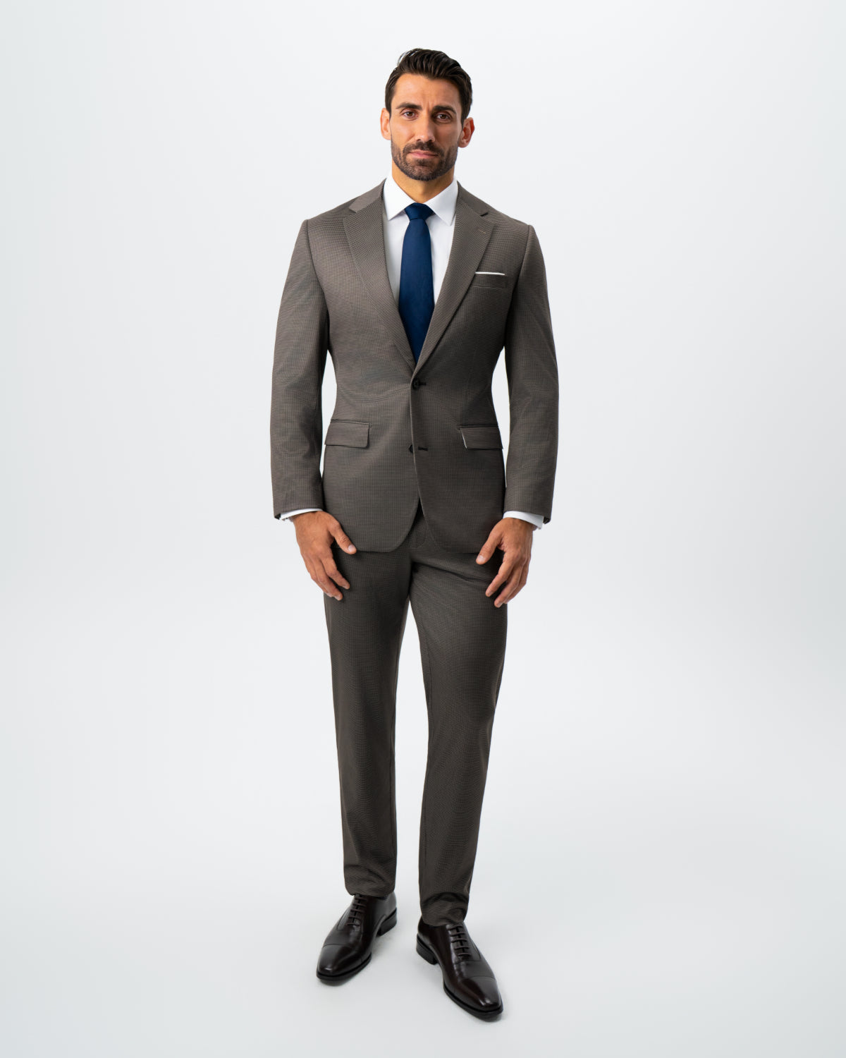 State & Liberty - Athletic Fit Stretch Suit - Brown Houndstooth