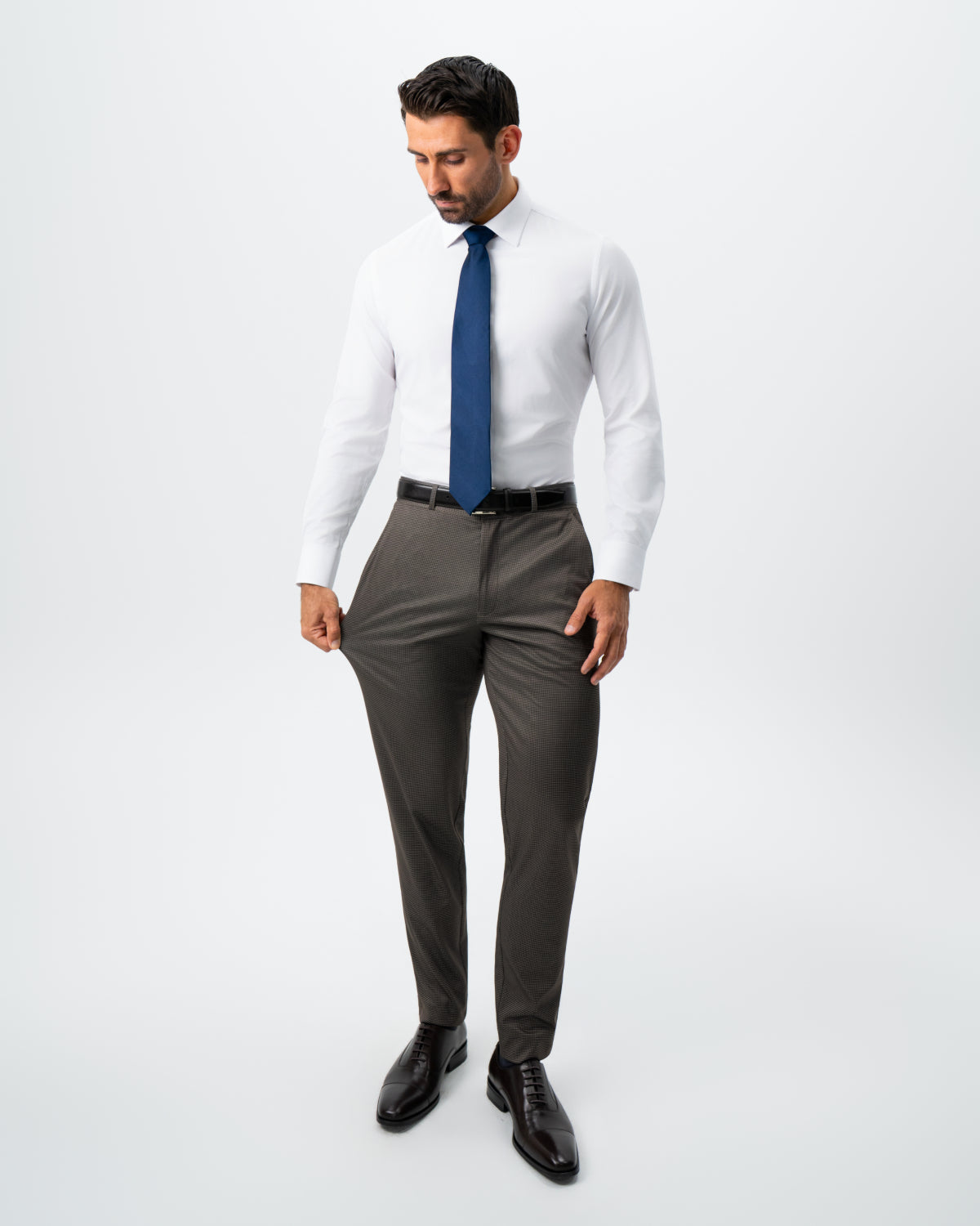 State & Liberty - Athletic Fit Stretch Suit - Brown Houndstooth