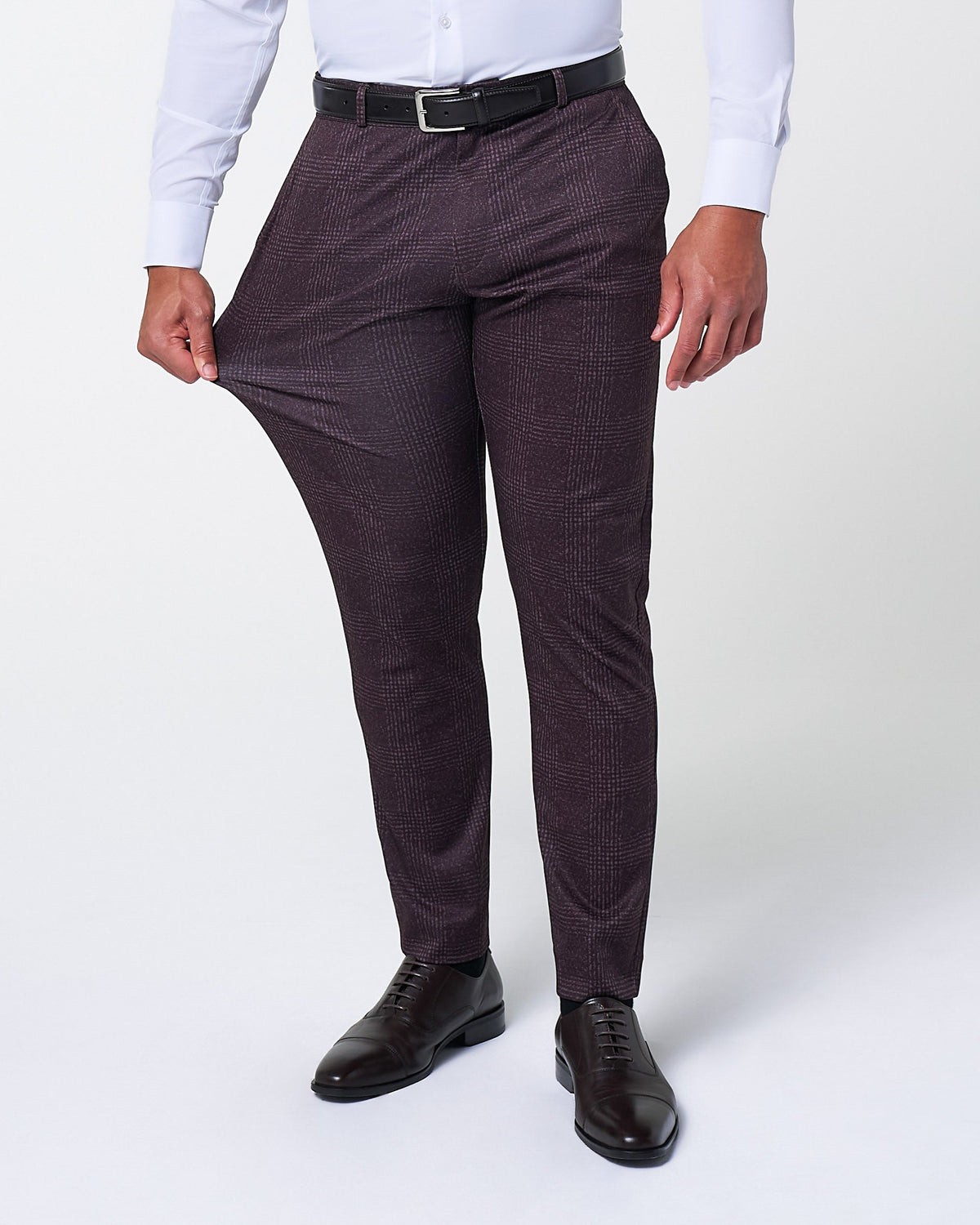 State & Liberty - Athletic Fit Stretch Suit - Burgundy Big Plaid