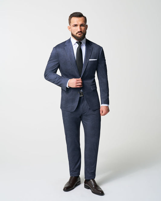 State & Liberty - Athletic Fit Stretch Suit - Independence Blue Big Plaid