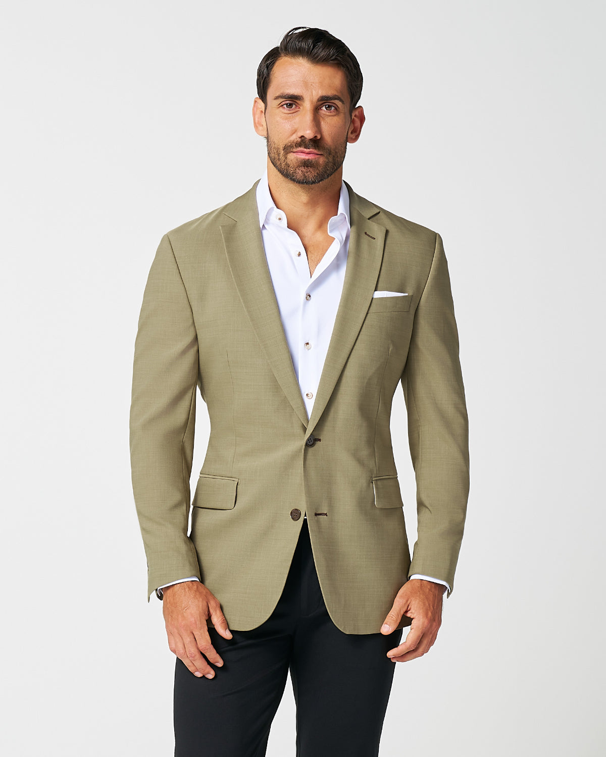 State & Liberty - Athletic Fit Stretch Blazer - Heathered Olive