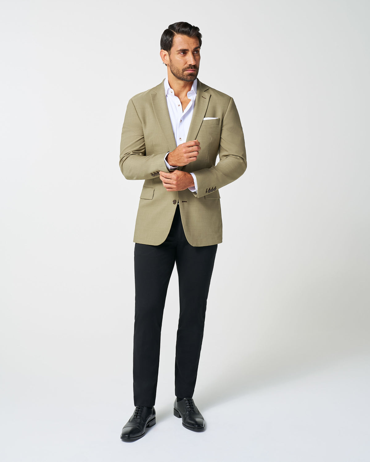 State & Liberty - Athletic Fit Stretch Blazer - Heathered Olive