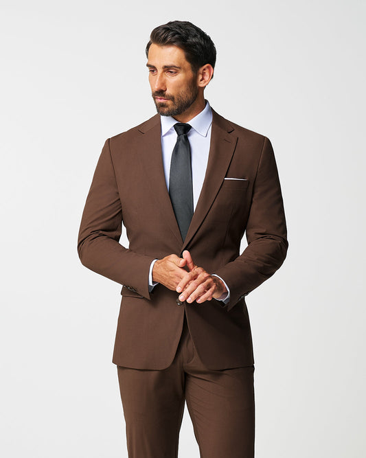 State & Liberty - Athletic Fit Stretch Blazer - Lightweight Heathered Chocolate