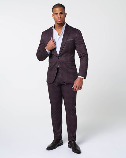 State & Liberty - Athletic Fit Stretch Blazer - Burgundy Big Plaid