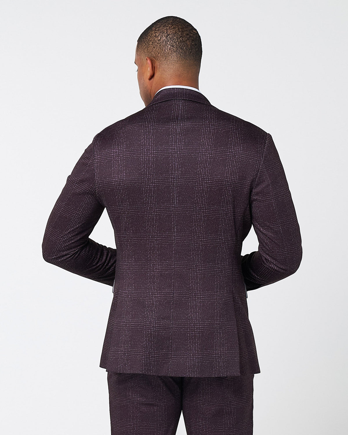 State & Liberty - Athletic Fit Stretch Blazer - Burgundy Big Plaid
