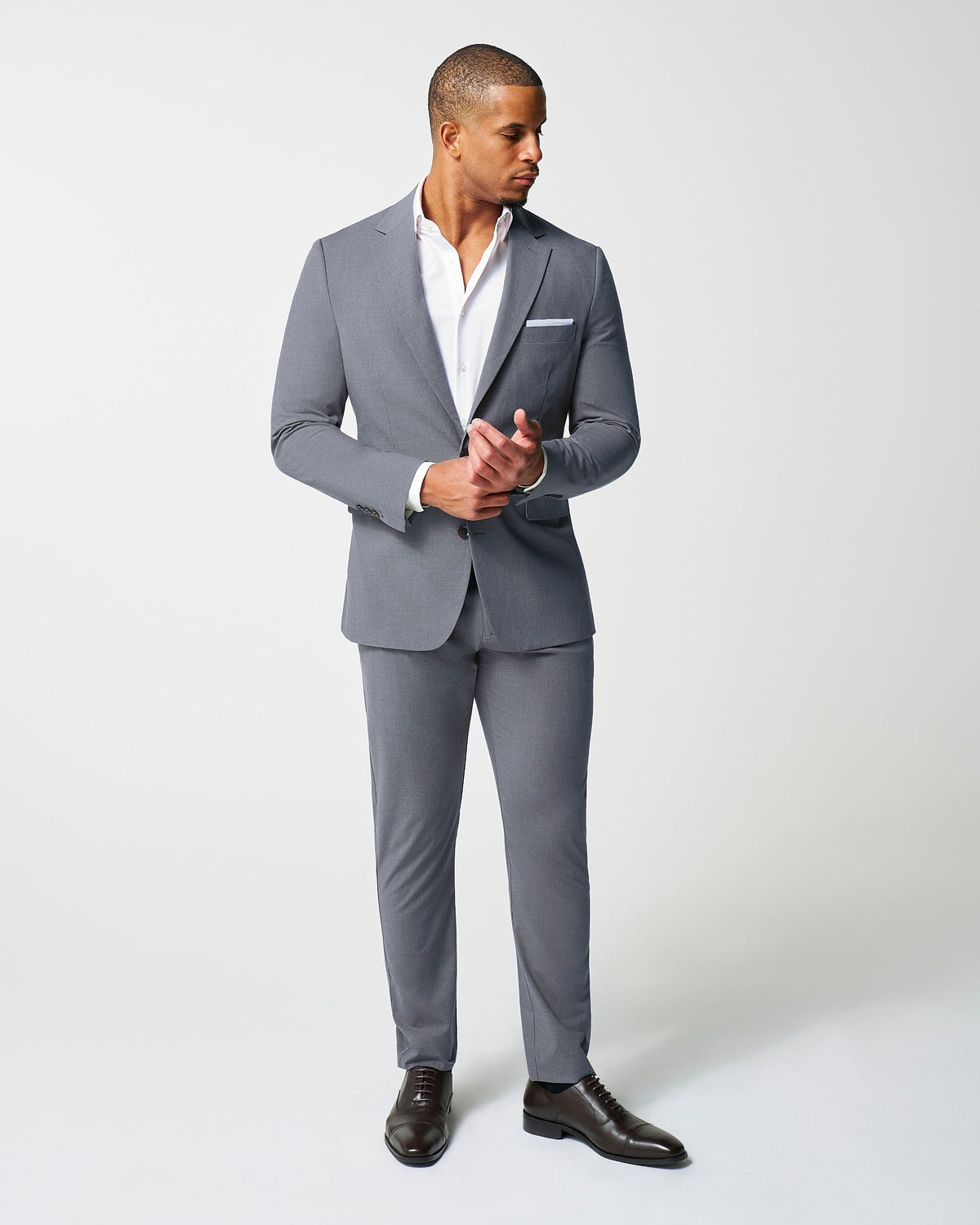 State & Liberty - Athletic Fit Stretch Blazer - Lightweight Heathered Smoked Grey