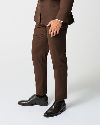 State & Liberty - Athletic Fit Stretch Suit Pants - Lightweight Heathered Chocolate