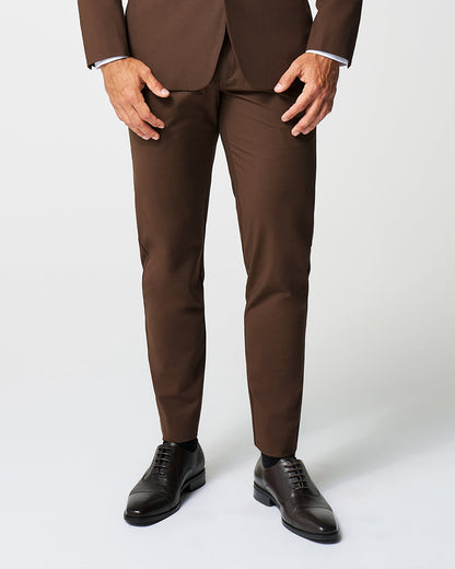 State & Liberty - Athletic Fit Stretch Suit Pants - Lightweight Heathered Chocolate