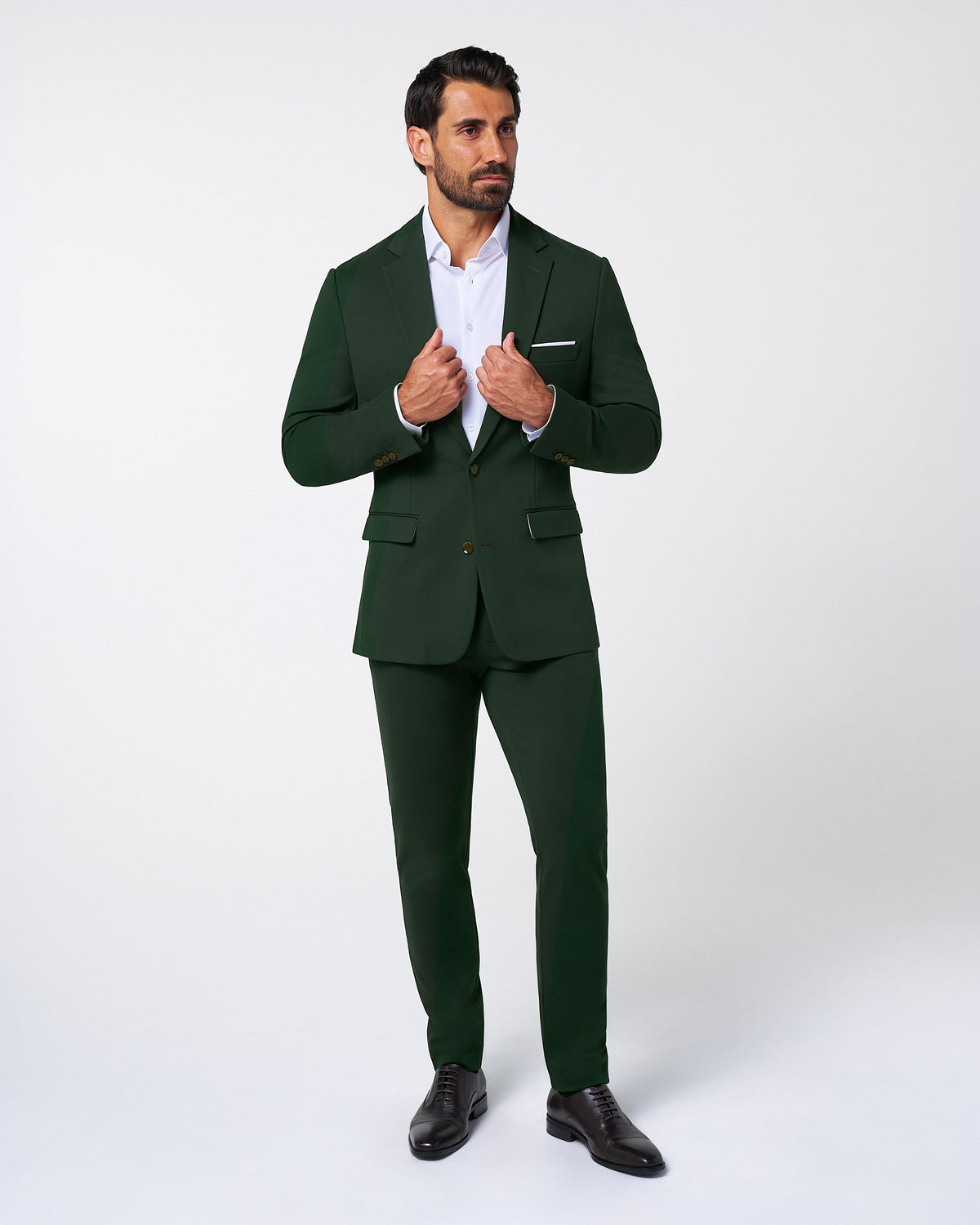 State & Liberty - Athletic Fit Stretch Suit Pants - Solid Hunter Green