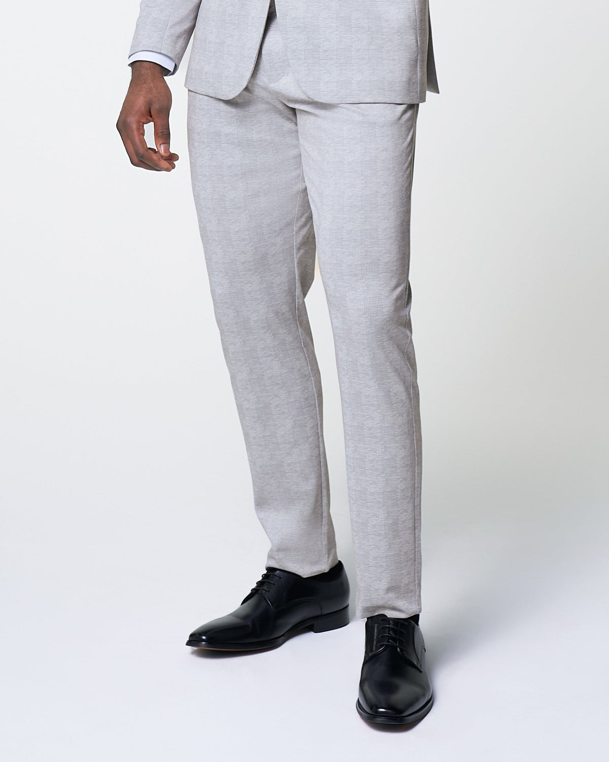 State & Liberty - Athletic Fit Stretch Suit Pants - Light Grey Plaid