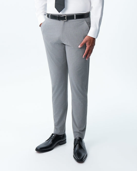 State & Liberty - Athletic Fit Stretch Suit Pants - Lightweight Heathered Smoked Grey