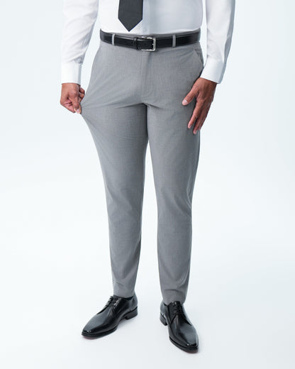 State & Liberty - Athletic Fit Stretch Suit Pants - Lightweight Heathered Smoked Grey