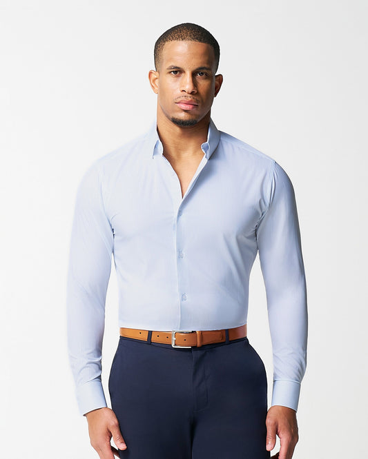 State & Liberty - "The Watertown" White & Light Blue Mini Windowpane