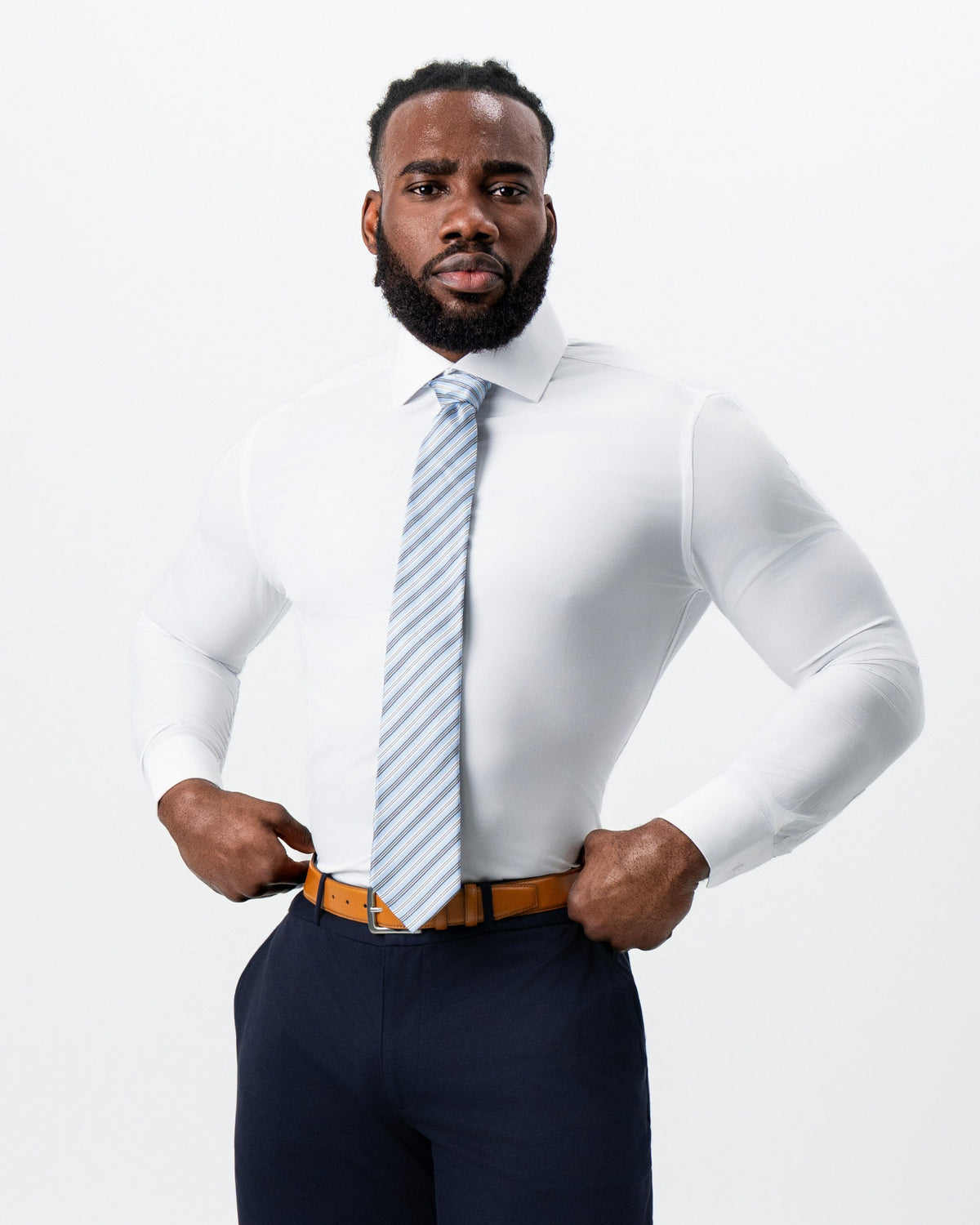 State & Liberty - "The Springer" Solid White - Spread Collar