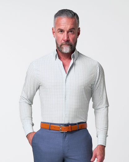 State & Liberty - "The Amber" Grey & Light Green Mid Check