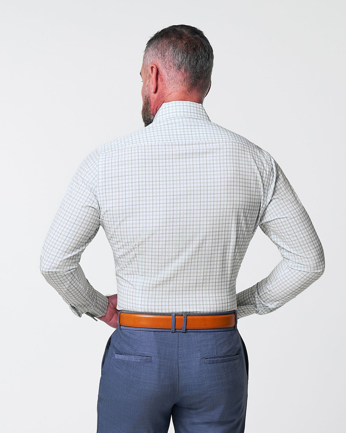 State & Liberty - "The Amber" Grey & Light Green Mid Check
