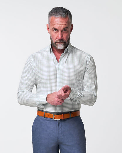 State & Liberty - "The Amber" Grey & Light Green Mid Check