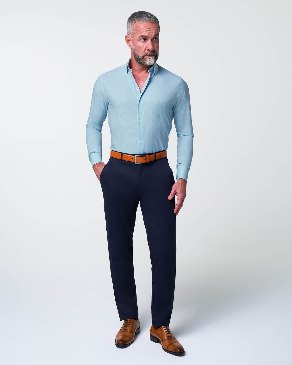 State & Liberty - "The Atlas" Mint, Blue & White Mini Check