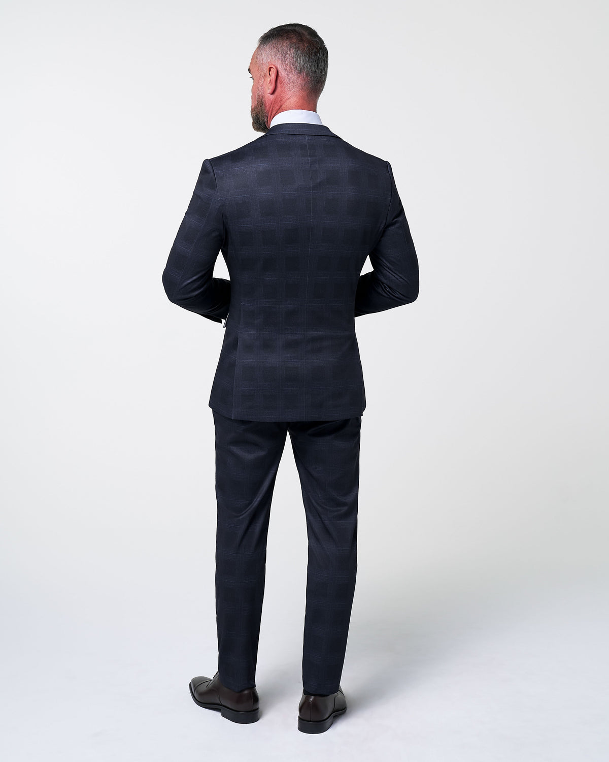 State & Liberty - Athletic Fit Stretch Suit - Midnight Navy Plaid & Blue Plaid