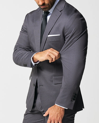 State & Liberty - Athletic Fit Stretch Suit - Grey & Black Houndstooth