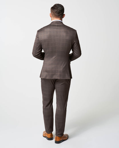 State & Liberty - Athletic Fit Stretch Suit - Bronzed Brown Big Windowpane