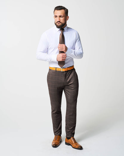 State & Liberty - Athletic Fit Stretch Suit - Bronzed Brown Big Windowpane