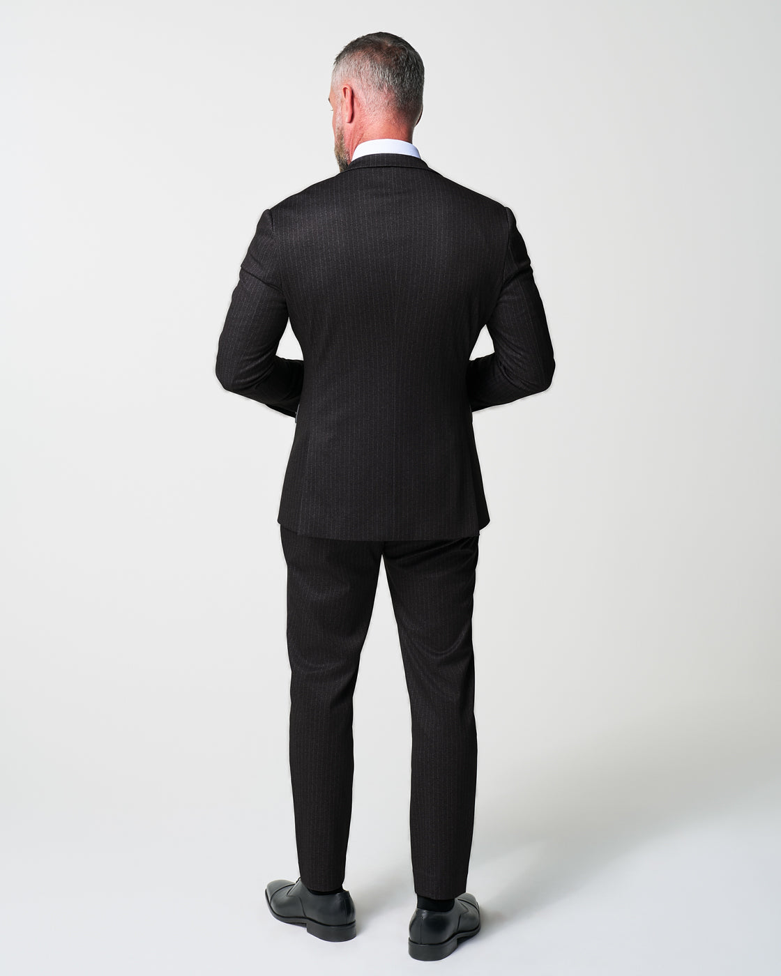 State & Liberty - Athletic Fit Stretch Suit - Knit Charcoal Chalk Stripe