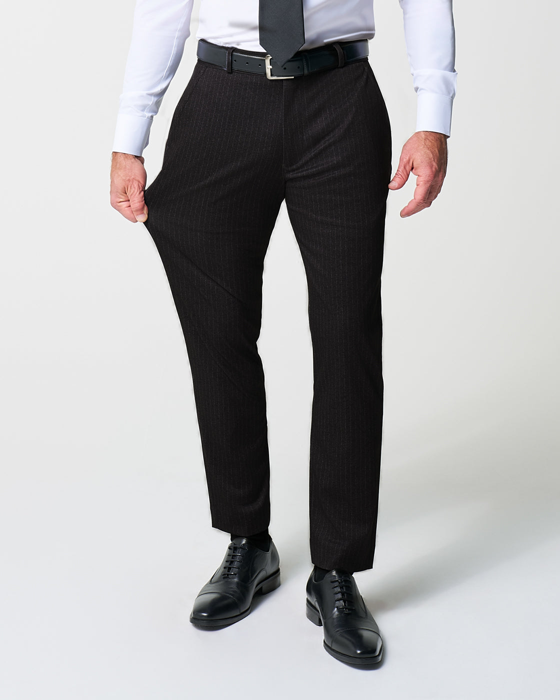State & Liberty - Athletic Fit Stretch Suit - Knit Charcoal Chalk Stripe